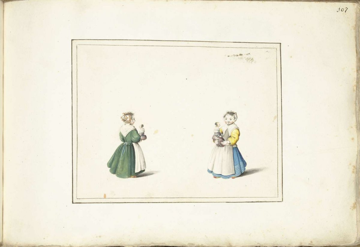 Two girls with a doll, Gesina ter Borch, c. 1656