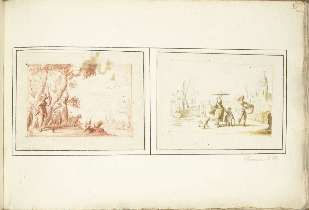 Shepherd with his cattle and Street Scene, Harmen ter Borch, c. 1651 - c. 1656