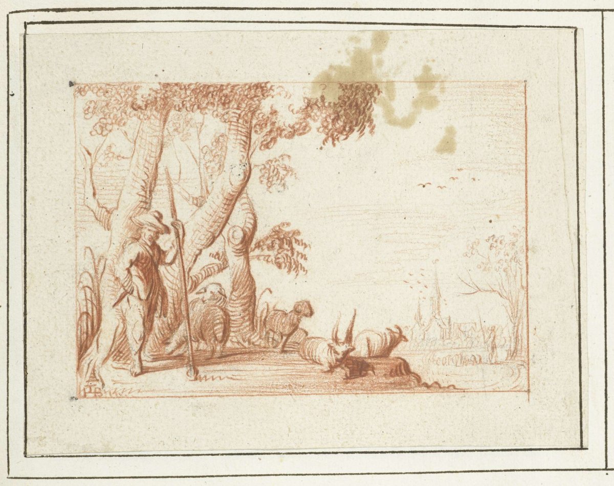 Pastoral landscape with shepherd and his cattle, Harmen ter Borch, c. 1653