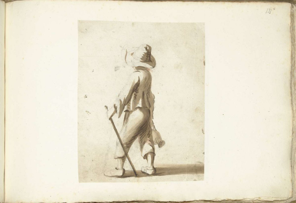 Boy with a stick and a jug, from behind, Harmen ter Borch, 1648 - 1677