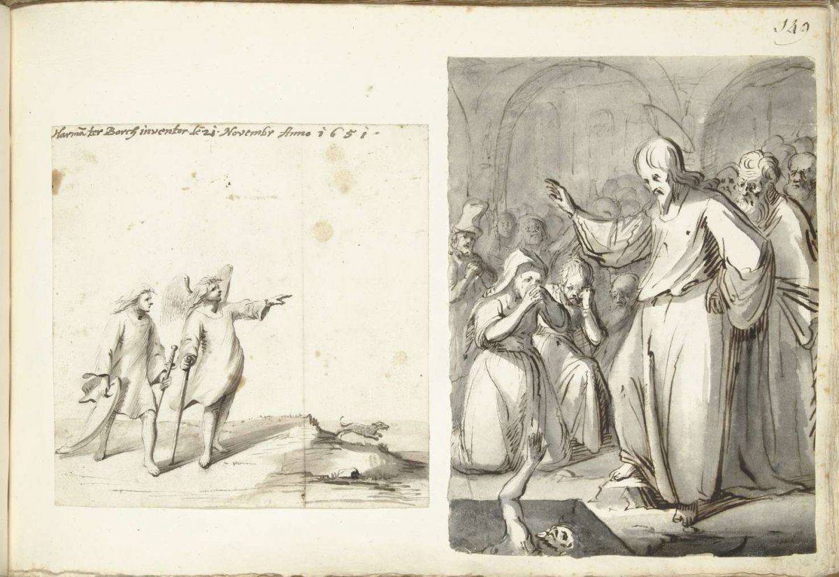 Tobias and the angel, Revival of Lazarus, Harmen ter Borch, 1651