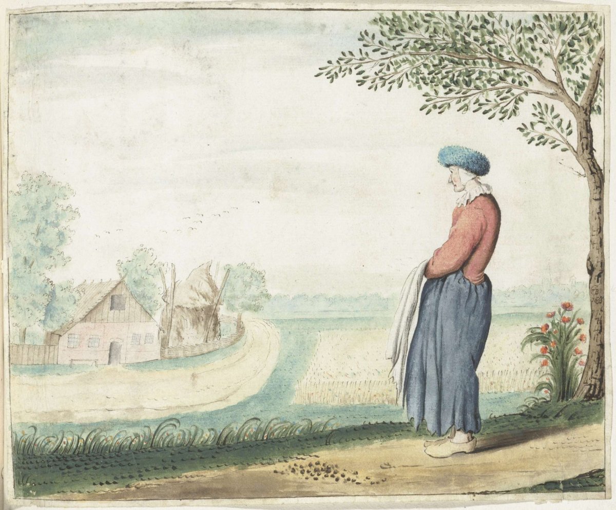 Peasant woman in a landscape, Gesina ter Borch, 1655