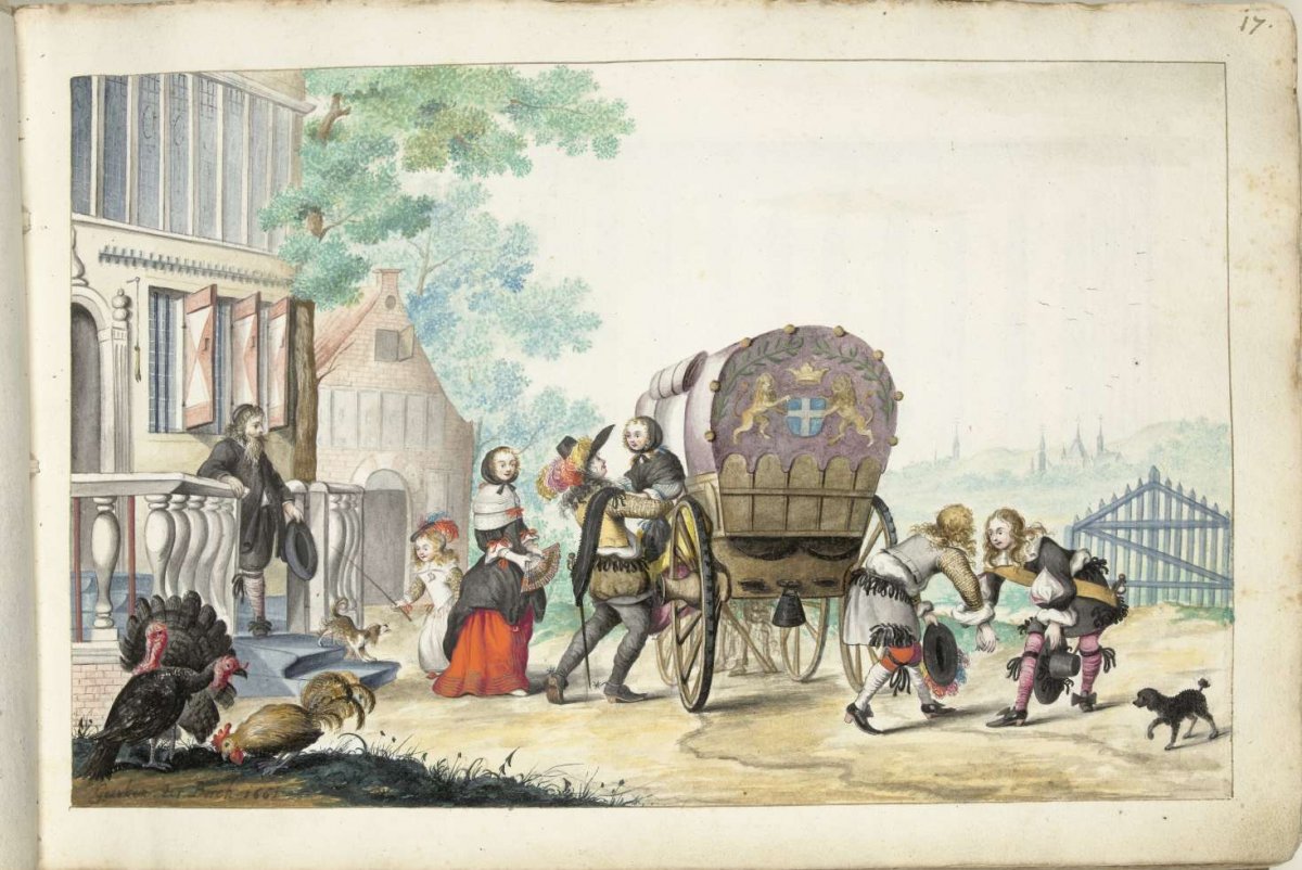 Arrival at a country house, Gesina ter Borch, 1661