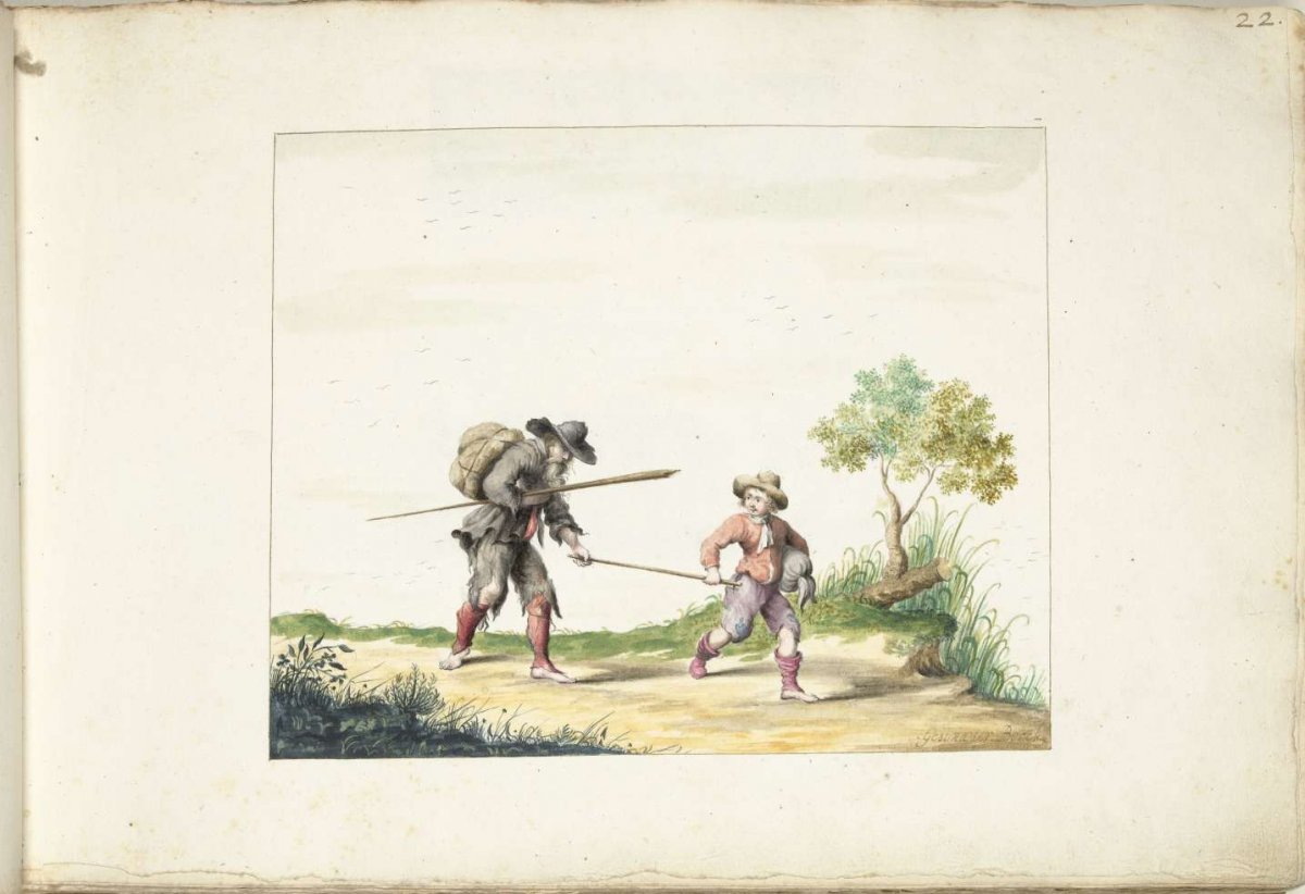 Old blind beggar led by a boy, Gesina ter Borch, 1660 - c. 1687