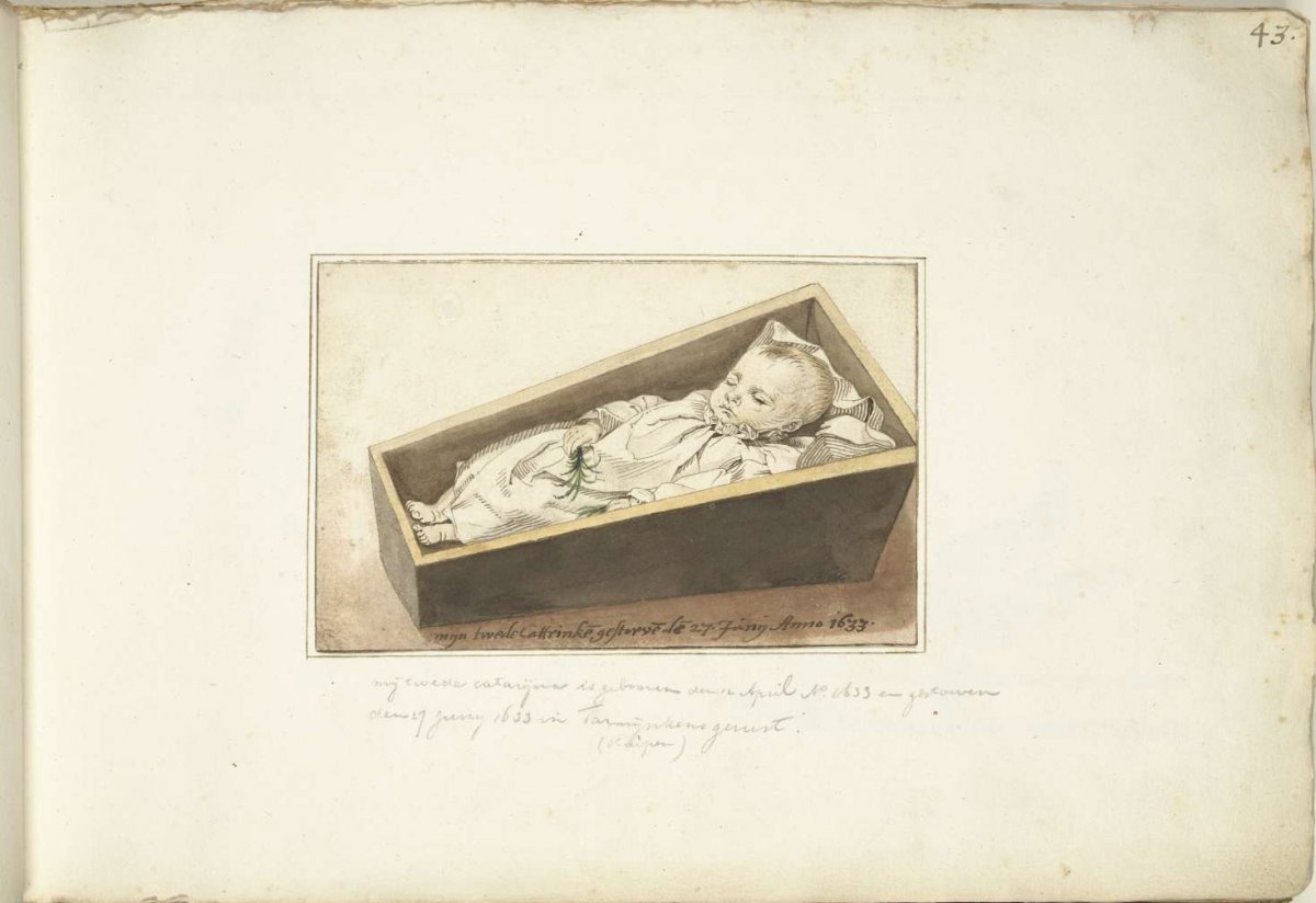 Catherina ter Borch in her coffin, Gerard ter Borch (I), 1633