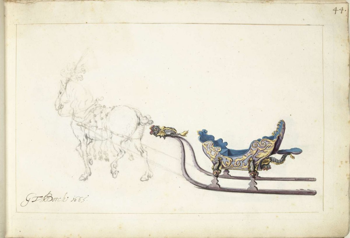 Horse and sled, Gerard ter Borch (II), 1665