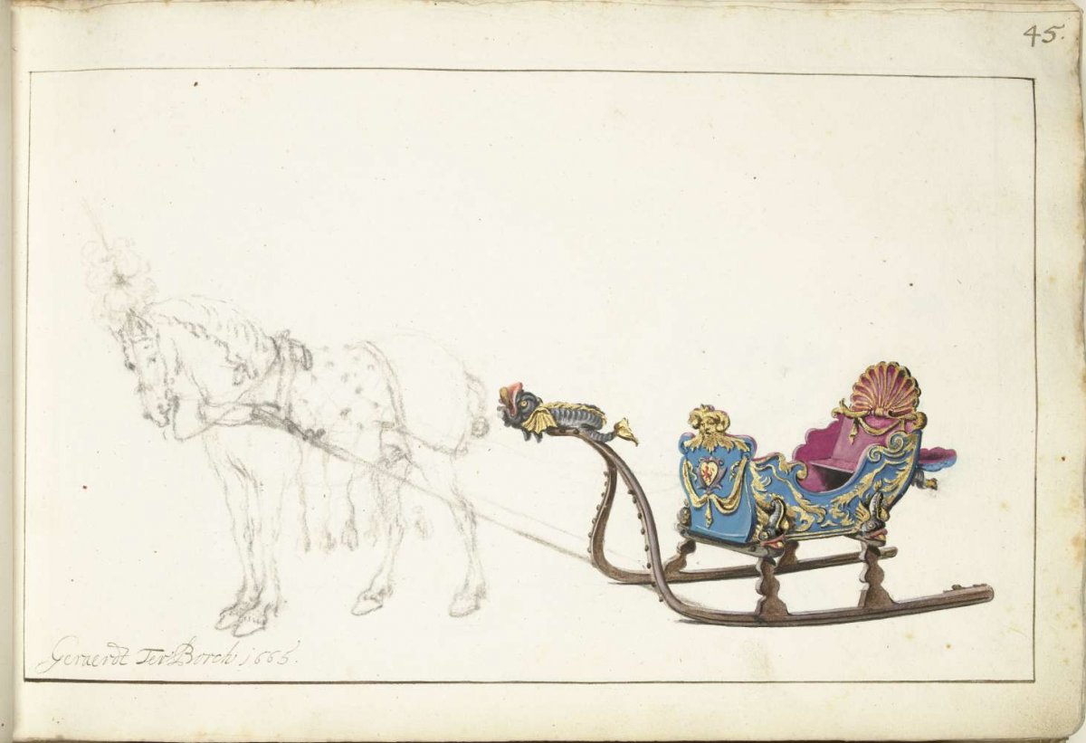 Horse and sled, Gerard ter Borch (II), 1665