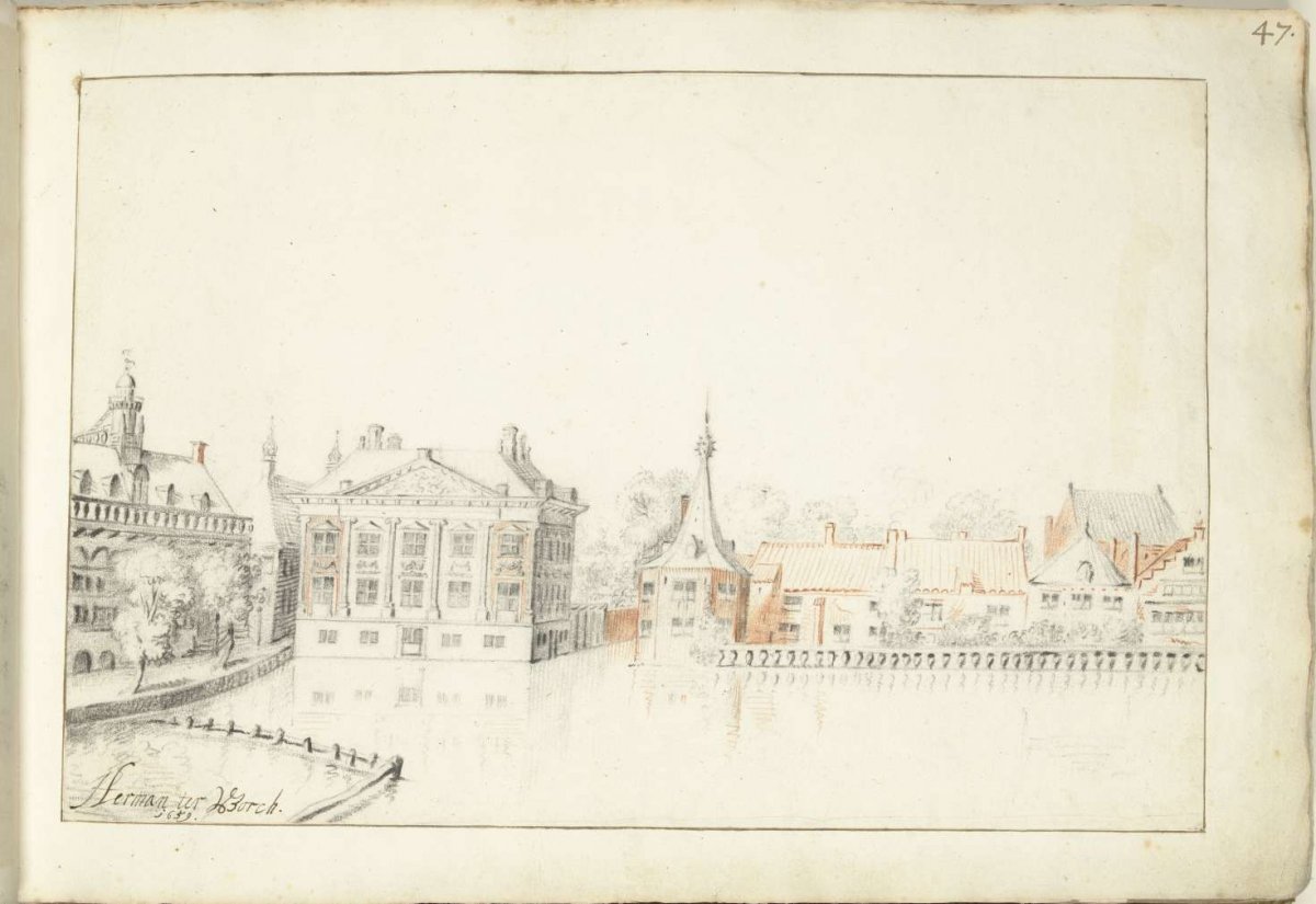 View of the buildings on the Hofvijver, The Hague, Harmen ter Borch, 1659