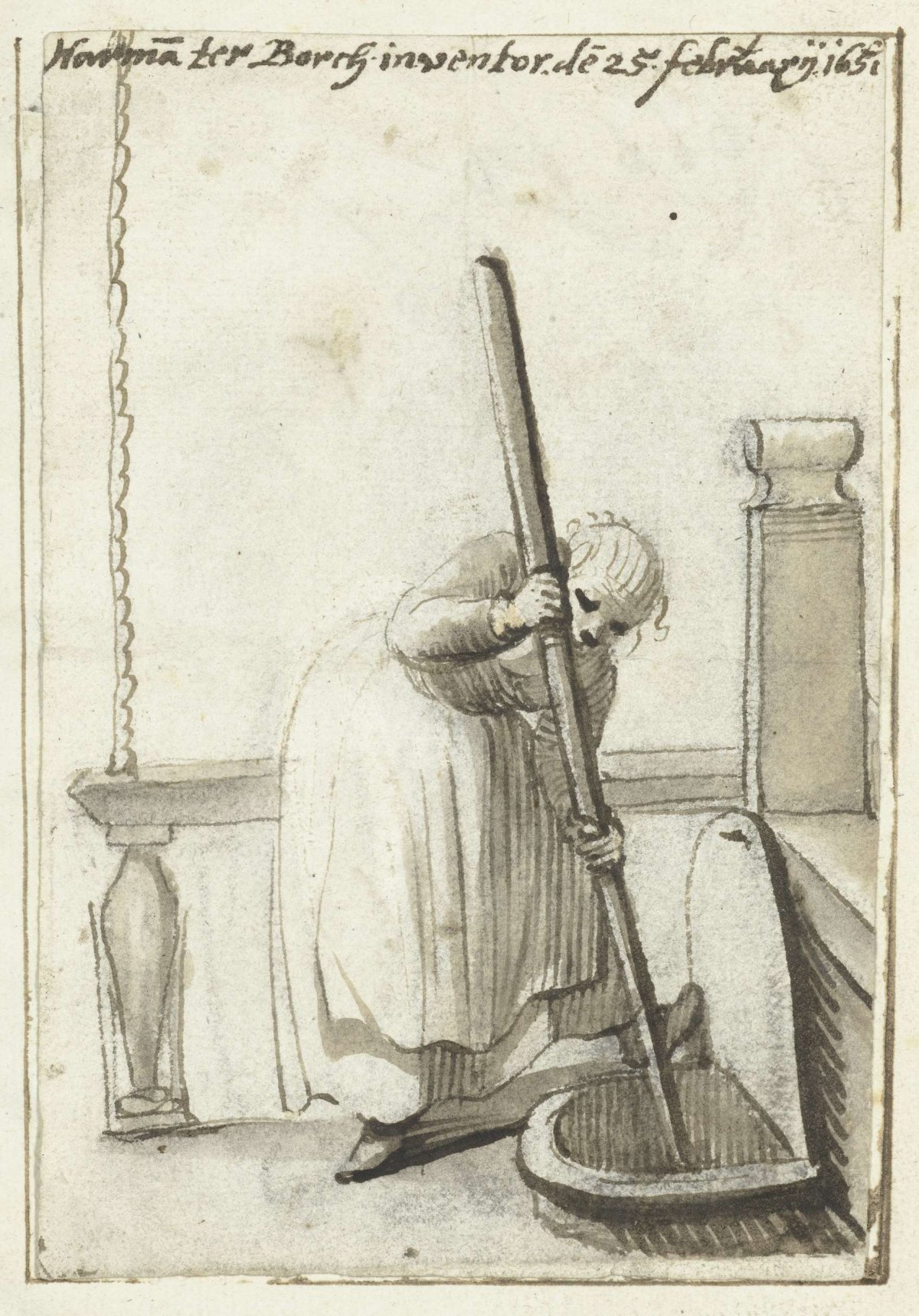 Woman with a pit hook, Harmen ter Borch, 1651