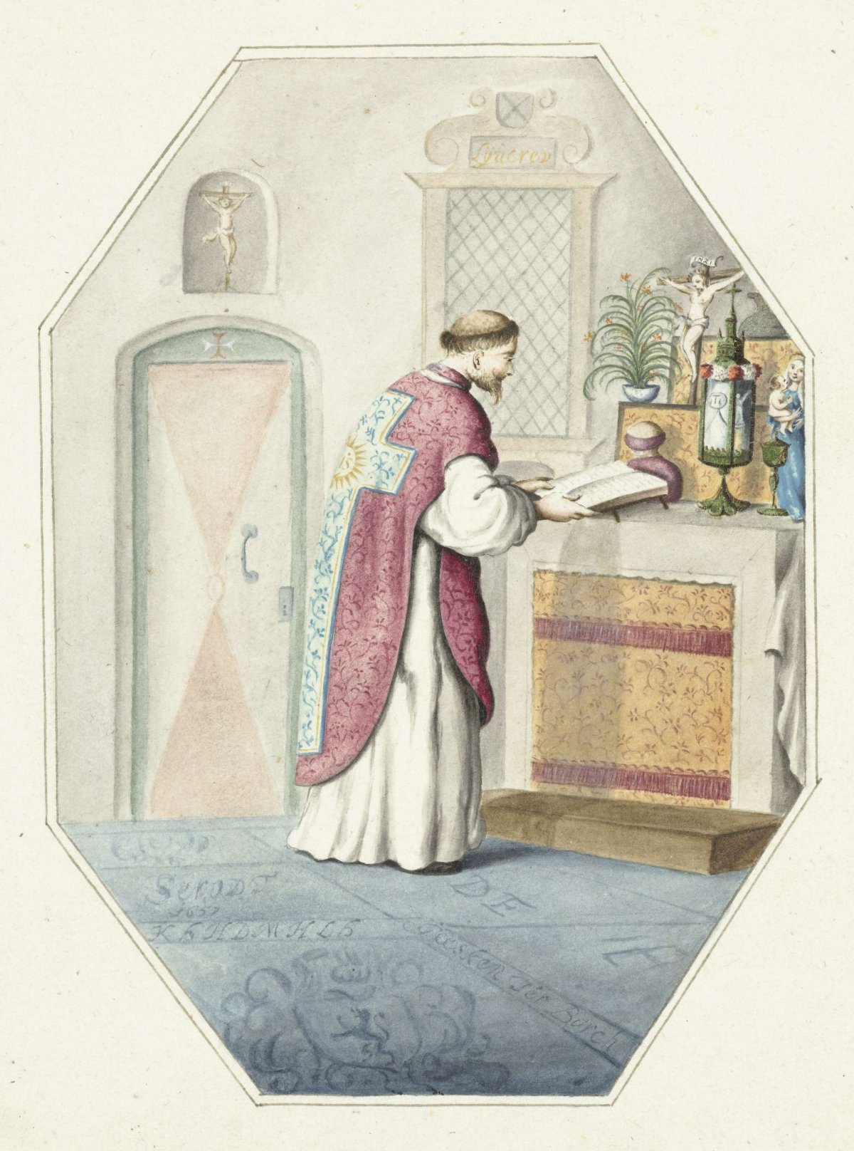 Priest at an altar, Gesina ter Borch, 1657