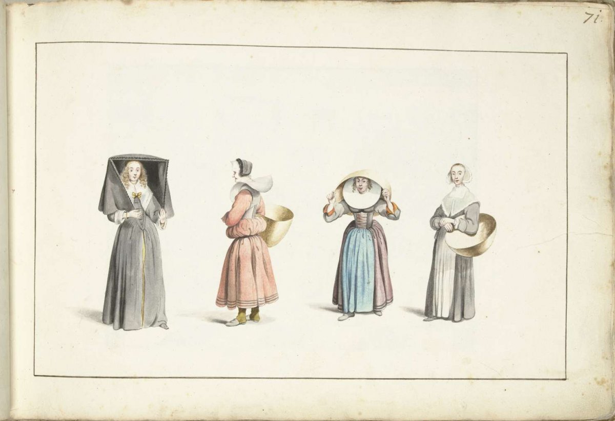 Vier vrouwen in Münsterse kleding, Gesina ter Borch, c. 1670