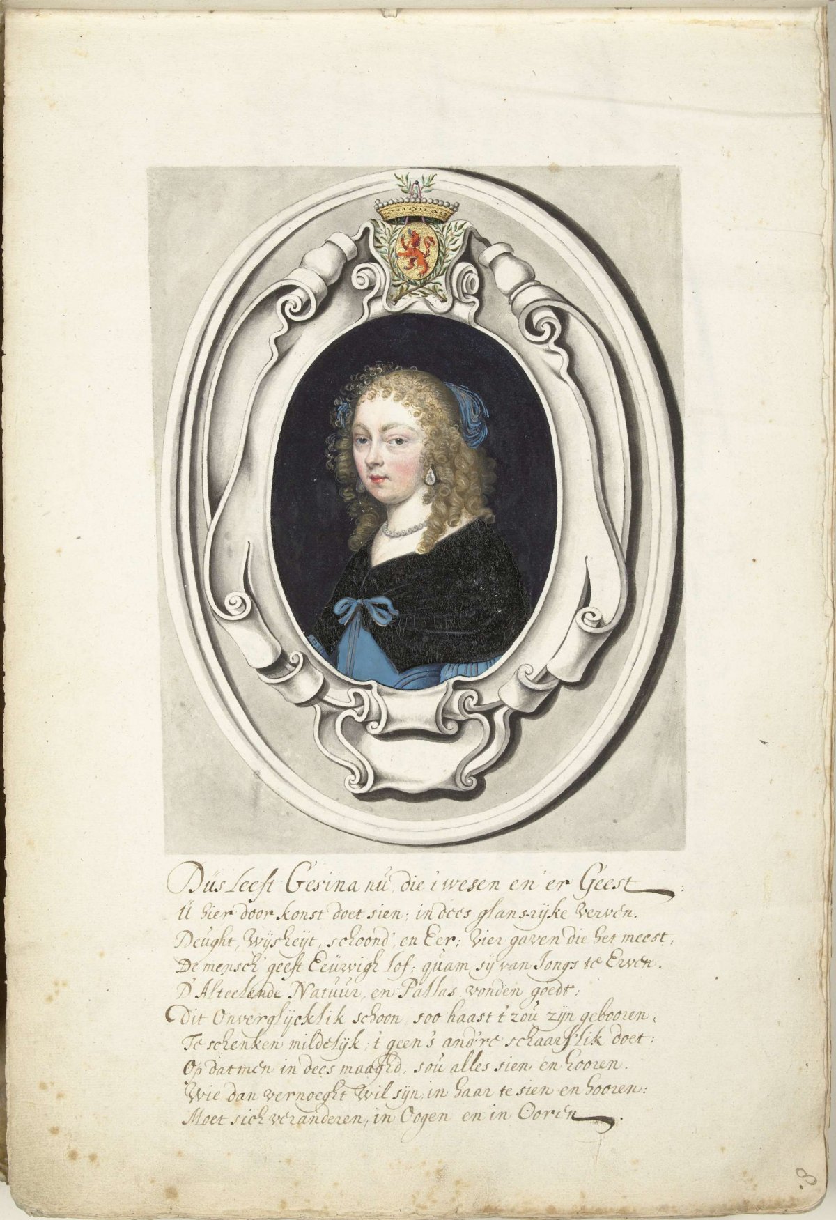 Self-portrait of Gesina ter Borch in a cartouche, Gesina ter Borch, 1660