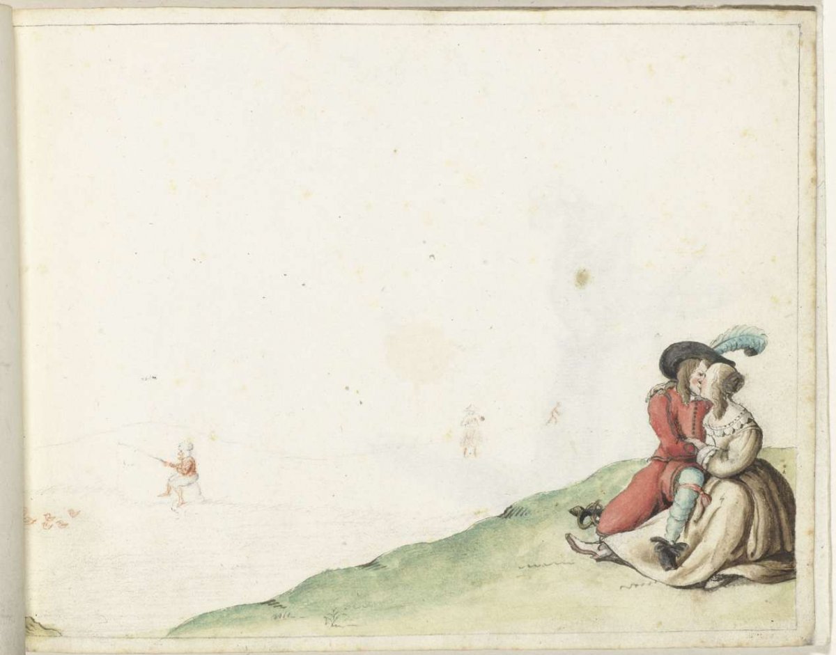 Lovers by a pond, Gesina ter Borch, c. 1650