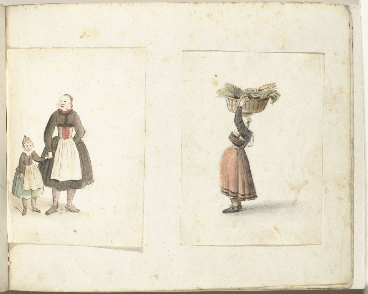 North Holland woman with child and woman with baskets, Gesina ter Borch, 1648