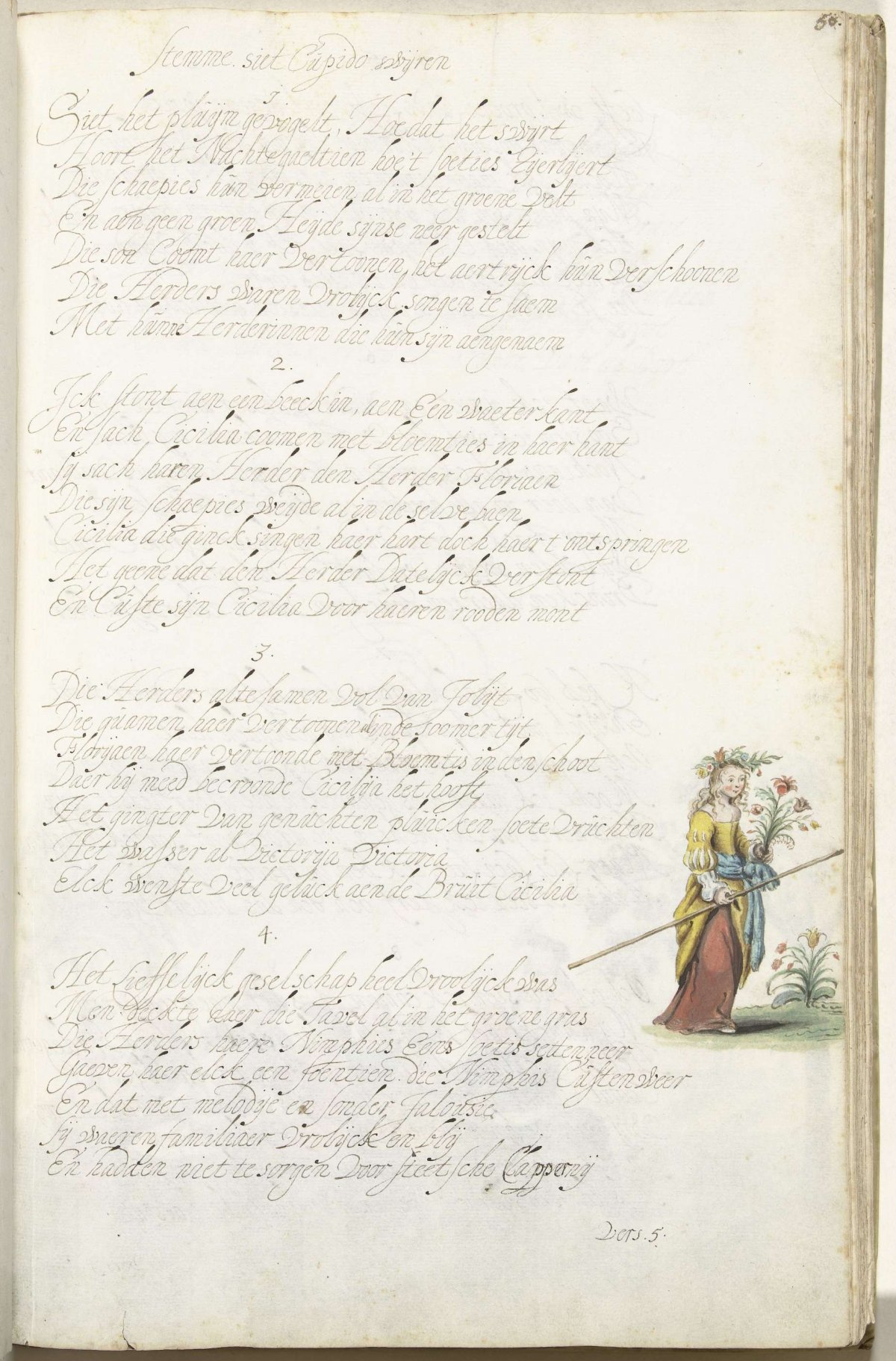 Cicilia with flowers, Gesina ter Borch, 1654