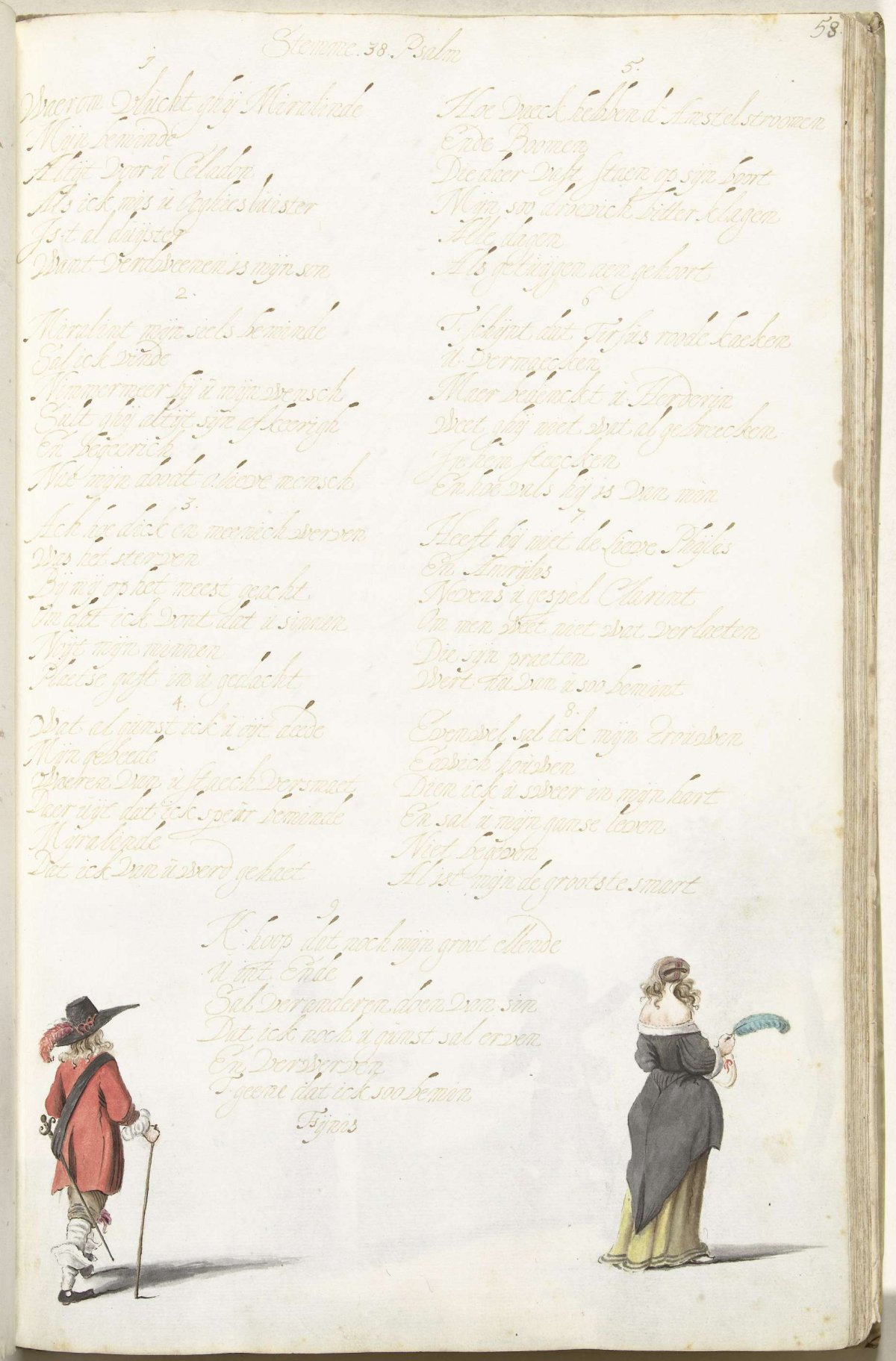 Soldier and lady, from behind, Gesina ter Borch, c. 1654