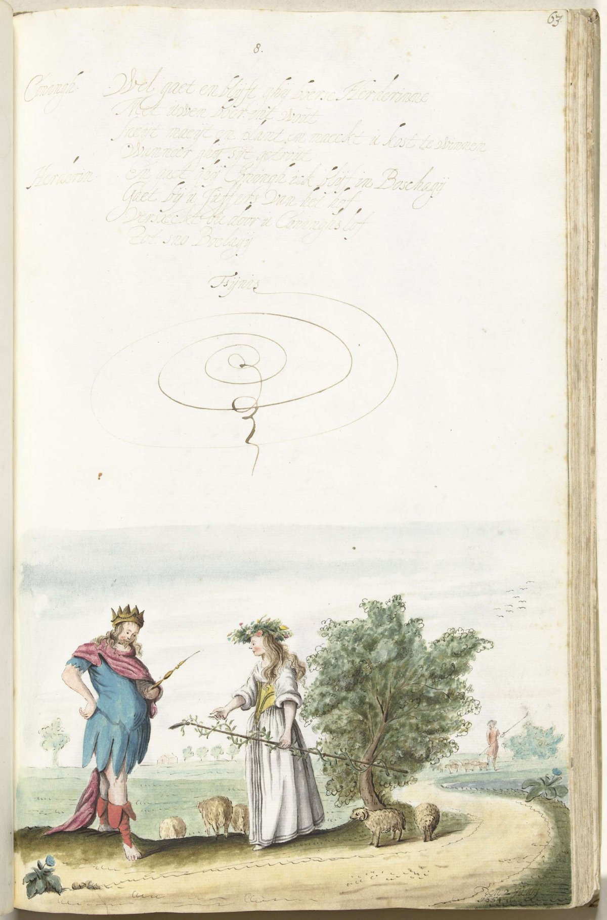 King and shepherdess in conversation, Gesina ter Borch, 1654