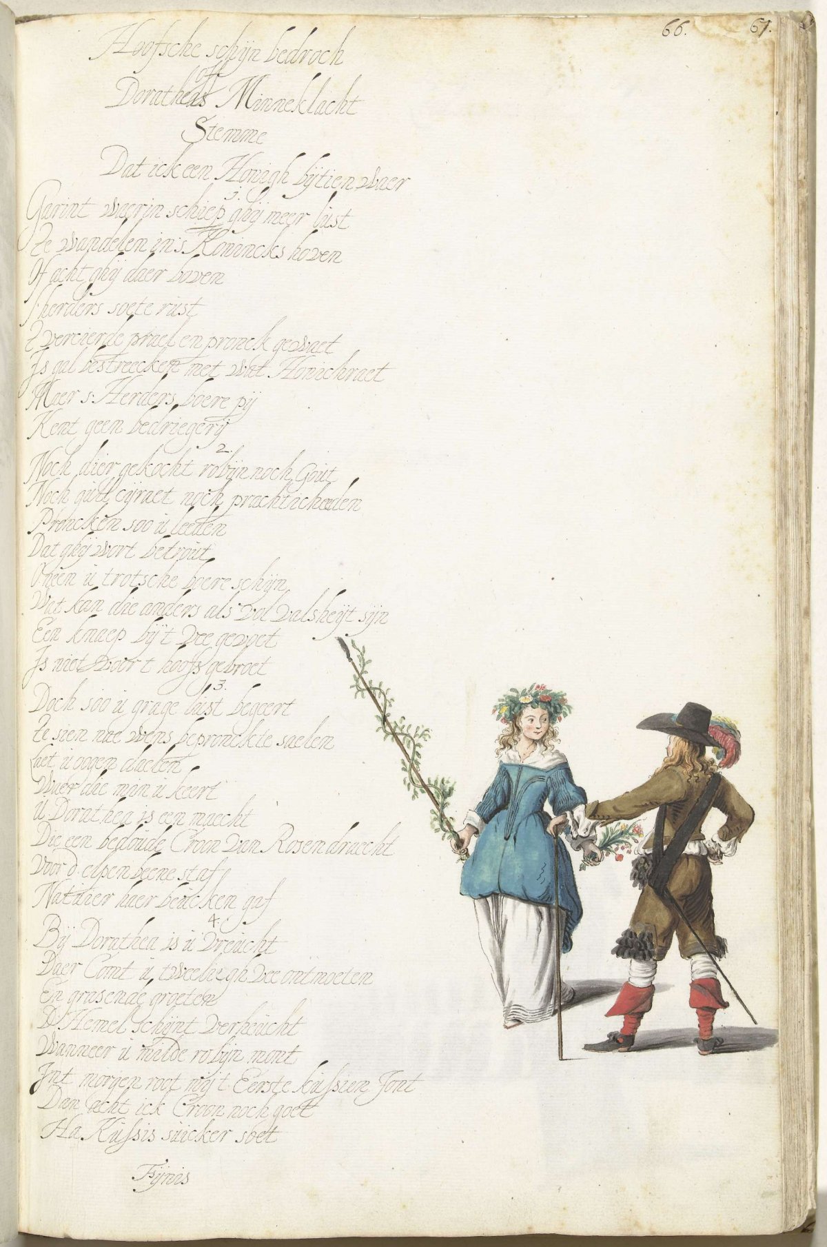 Lord and shepherdess in conversation, Gesina ter Borch, c. 1654