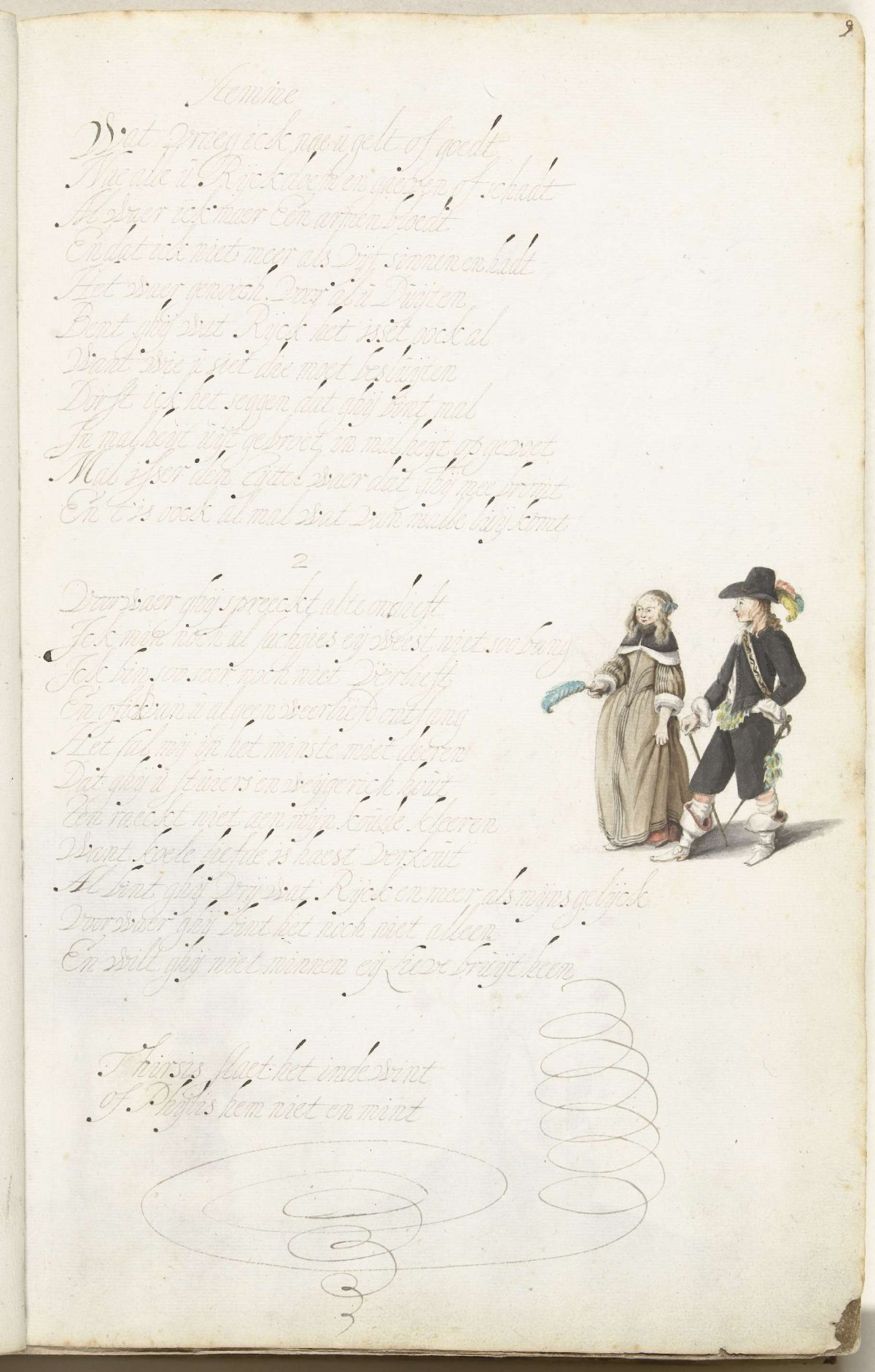 Walking gentleman and a lady, Gesina ter Borch, c. 1652