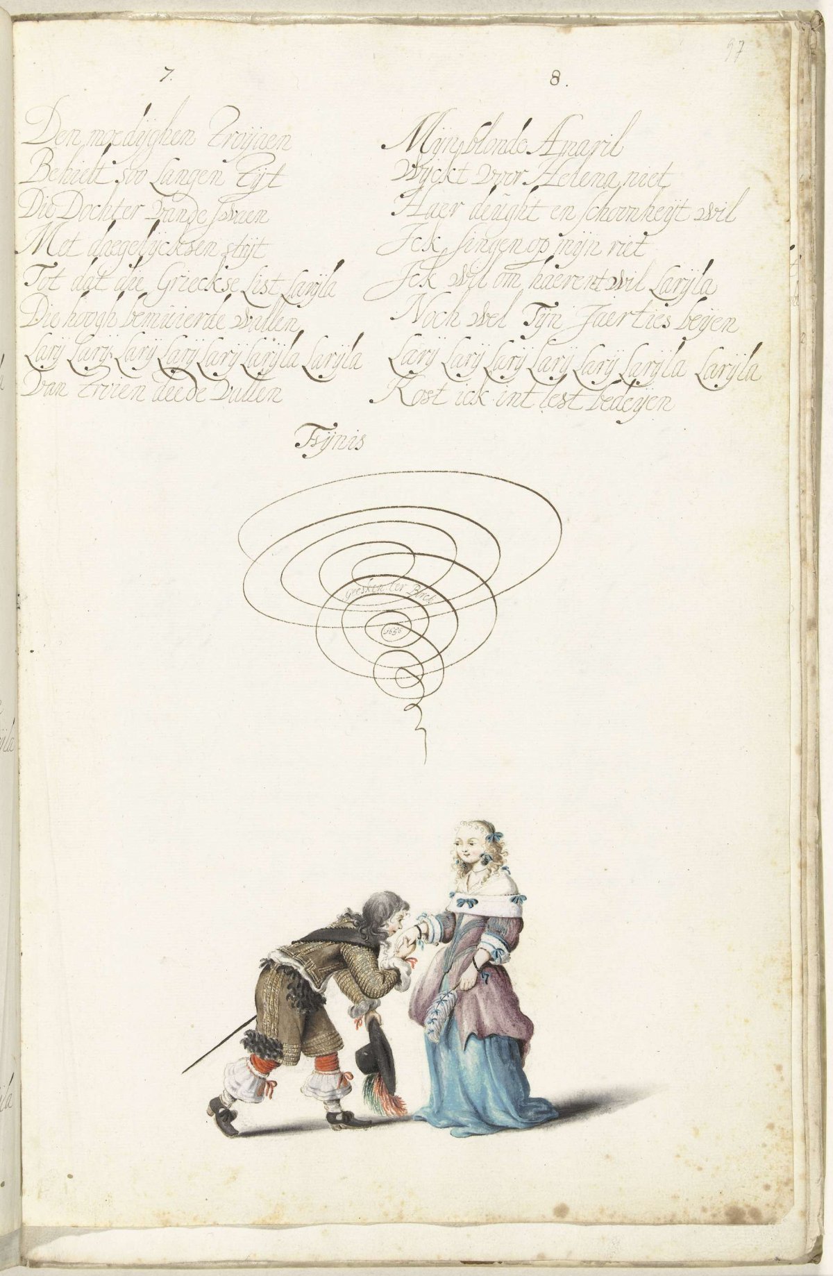 Lord kissing the hand of a lady, Gesina ter Borch, 1656