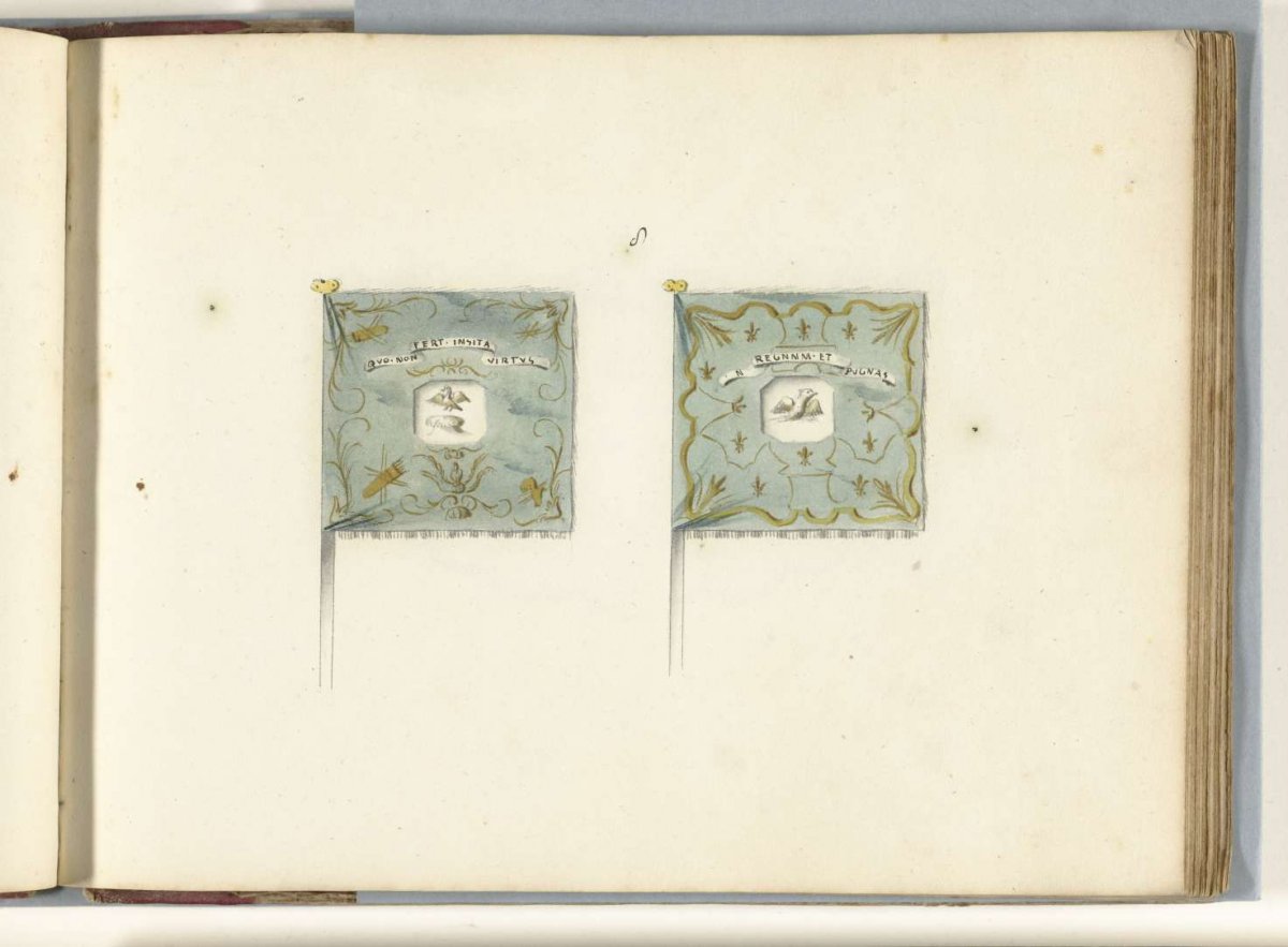 Two French standards, captured in the battle of Oudenaarde, 1708, anonymous, 1713 - 1720