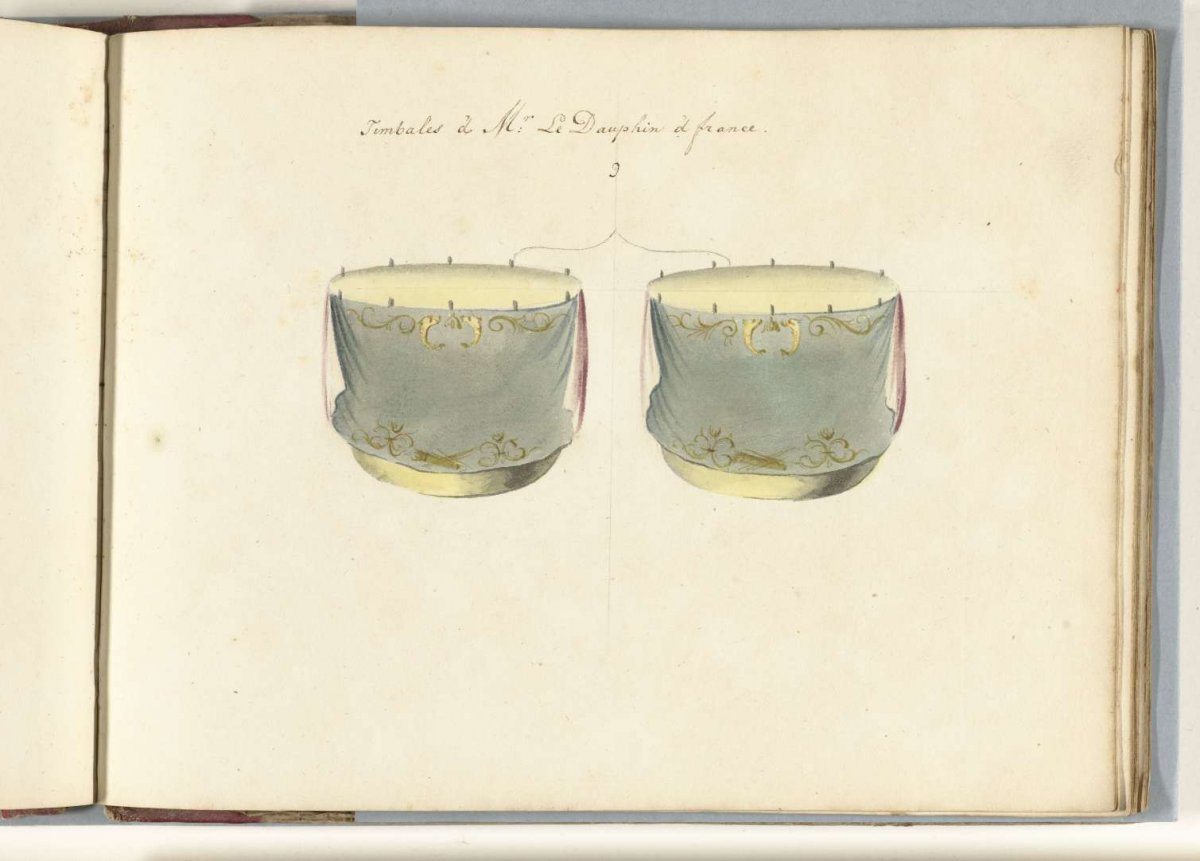 Two French timpani, captured at the battle of Malplaquet, 1709, anonymous, 1713 - 1720