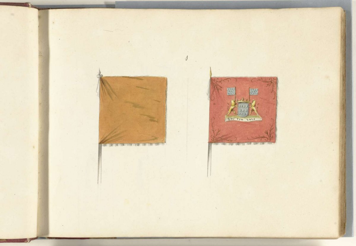 Two French banners captured in the battle of Spierbach, 1703, anonymous, 1713 - 1720