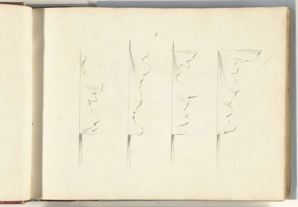 Four French banners captured in tatters at the battle of Spierbach, 1703, anonymous, 1713 - 1720
