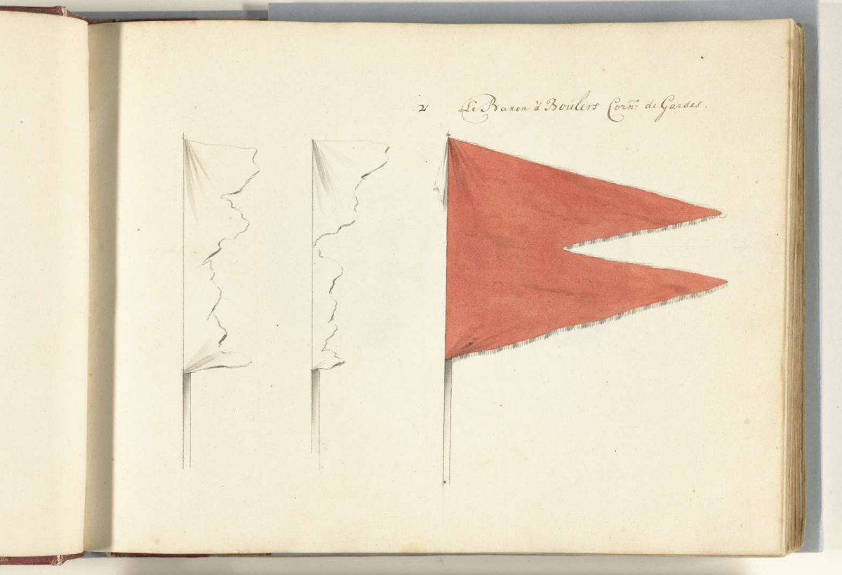 Three French standards captured in the battle of Ekeren, 1703, anonymous, 1713 - 1720
