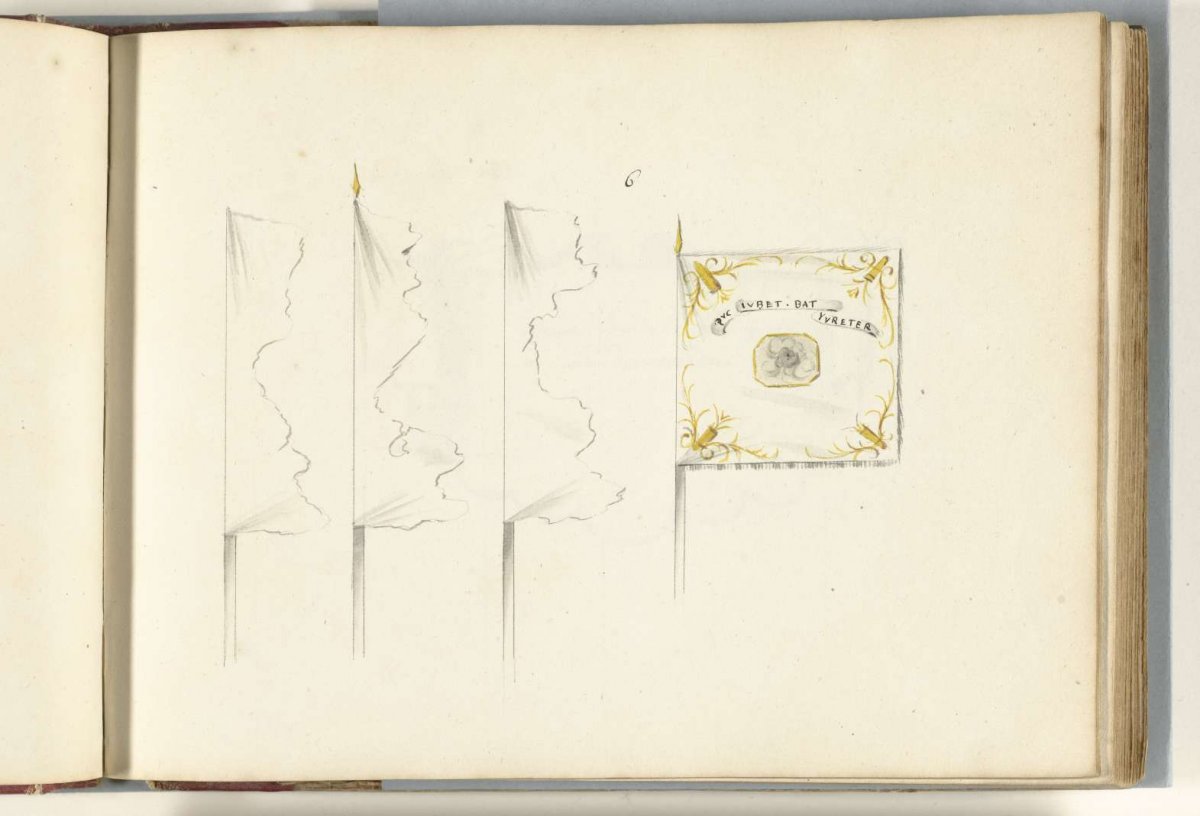 French standard and three banners in tatters, captured at the battle of Ramillies, 1706, anonymous, 1713 - 1720