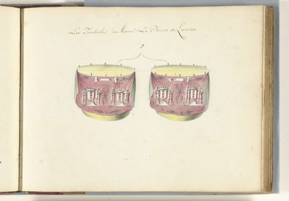 Two French timpani, captured in the battle of Oudenaarde, 1708, anonymous, 1713 - 1720