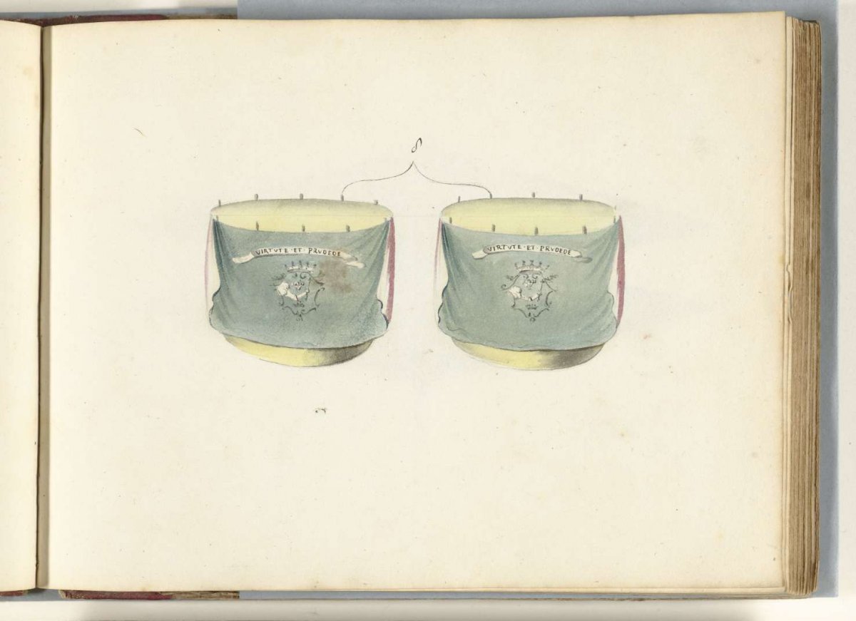 Two French timpani, captured in the battle of Oudenaarde, 1708, anonymous, 1713 - 1720