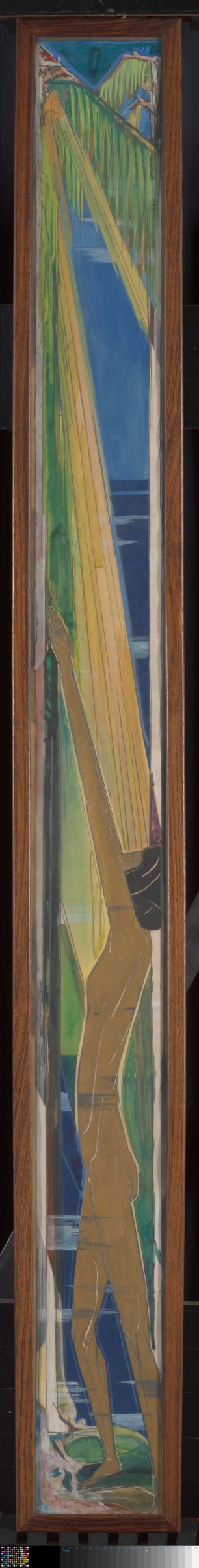 Drawing of standing woman in frame, Ernst Schubad, c. 1900 - c. 1920