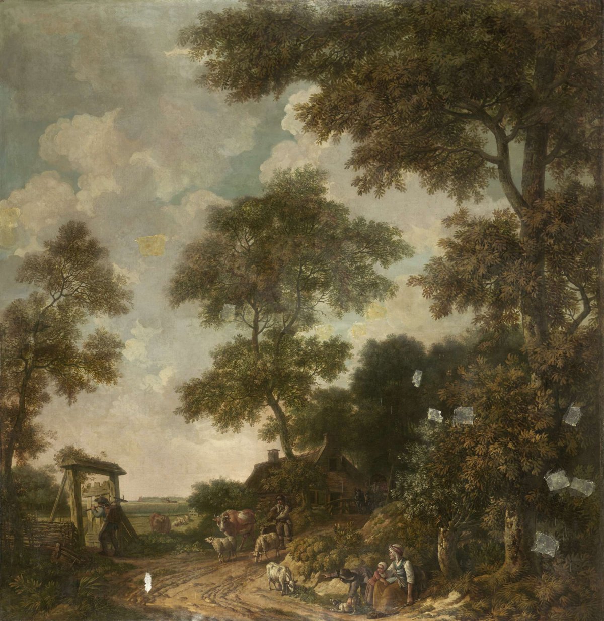 Wallpaper painting of a Dutch landscape with a dirt road, Jurriaan Andriessen, c. 1776