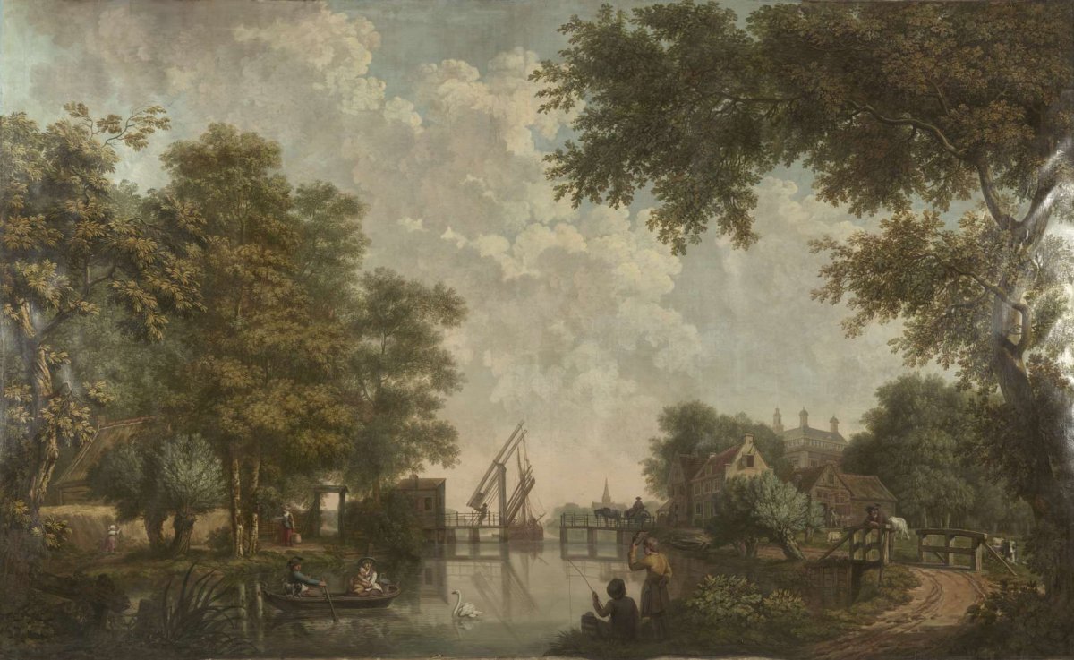 Three Painted Wall Hangings of a Dutch landscape, Jurriaan Andriessen, 1776