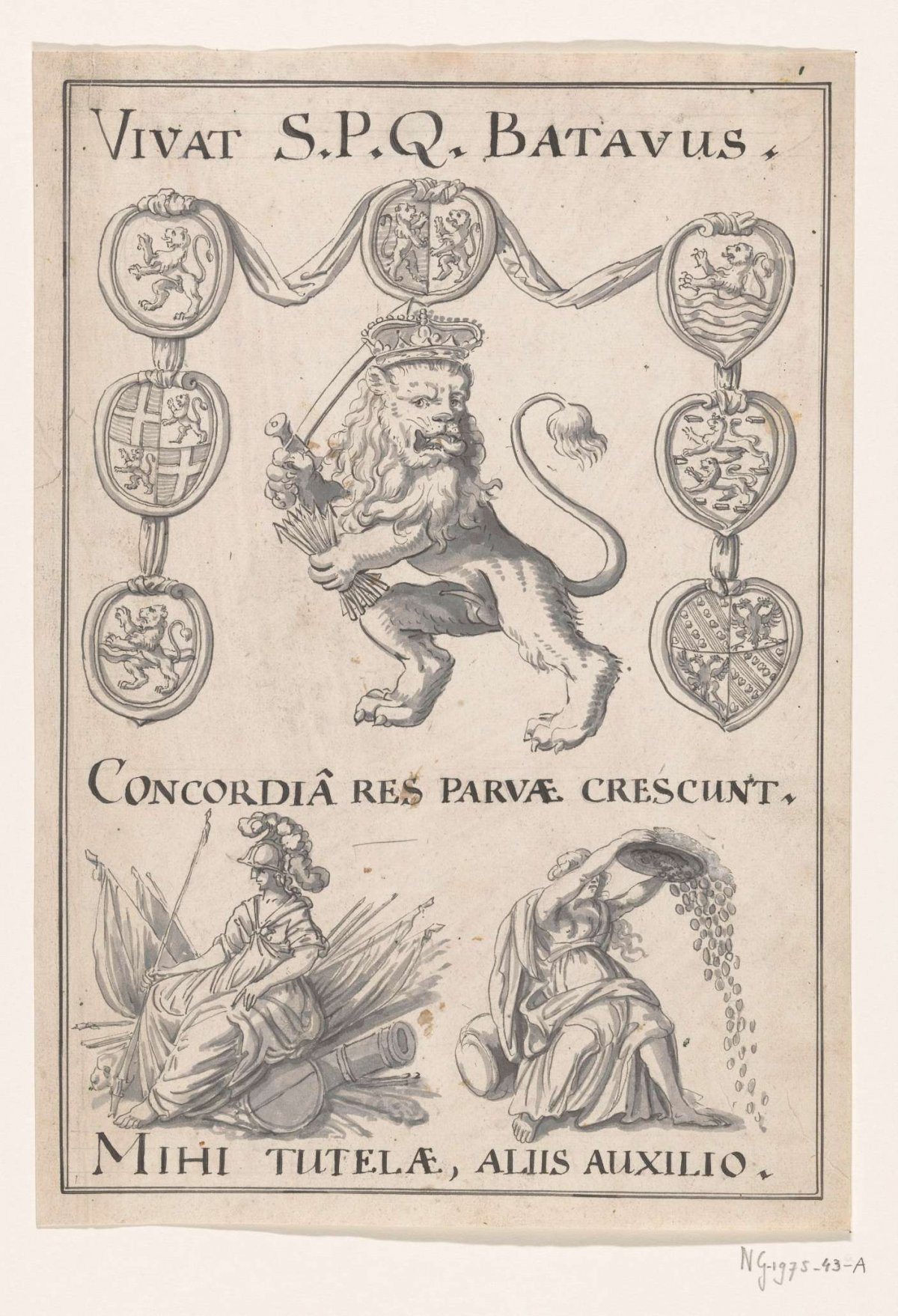 Allegorical emblem at the Peace of Rijswijk, 1697, anonymous, 1697