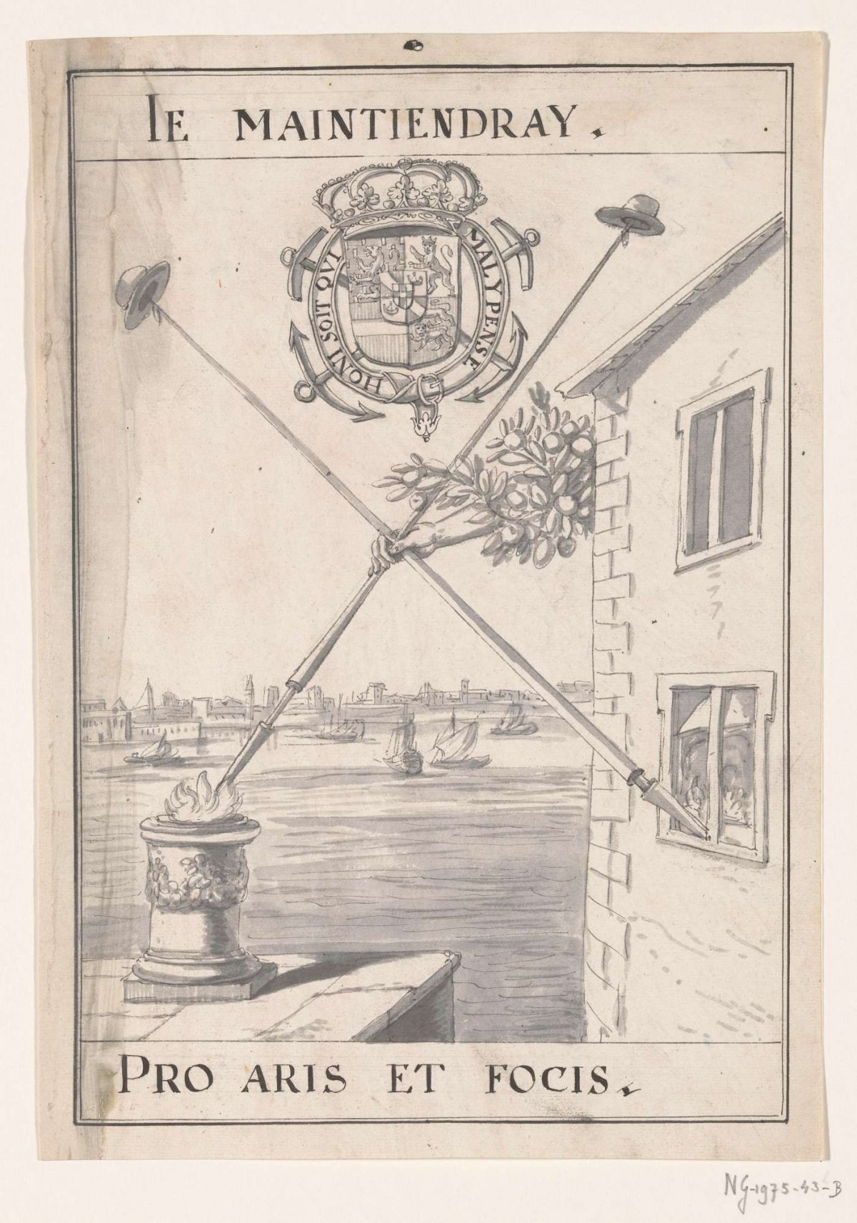 Allegorical emblem at the Peace of Rijswijk, 1697, anonymous, 1697