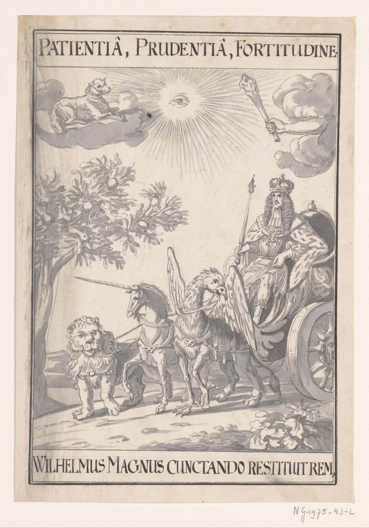 Allegorical emblem at the Peace of Rijswijk, 1697, anonymous, 1697