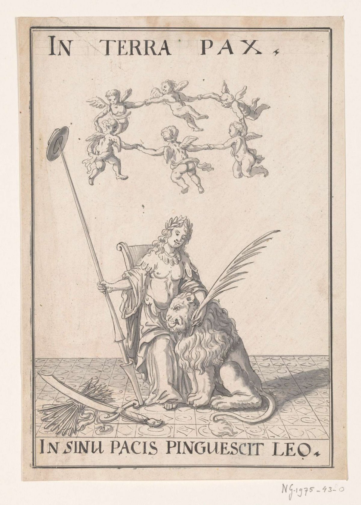 Allegorical emblem at the Peace of Rijswijk, 1697, anonymous, 1697