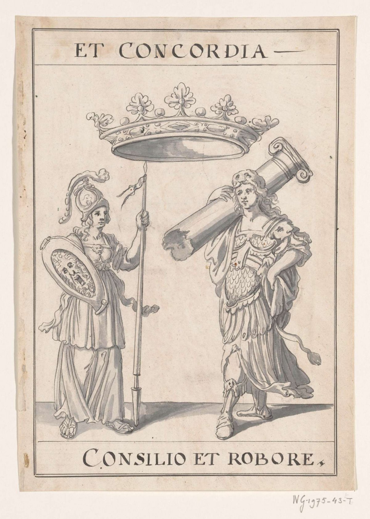 Allegorical emblem at the Peace of Rijswijk, 1697, anonymous, 1697