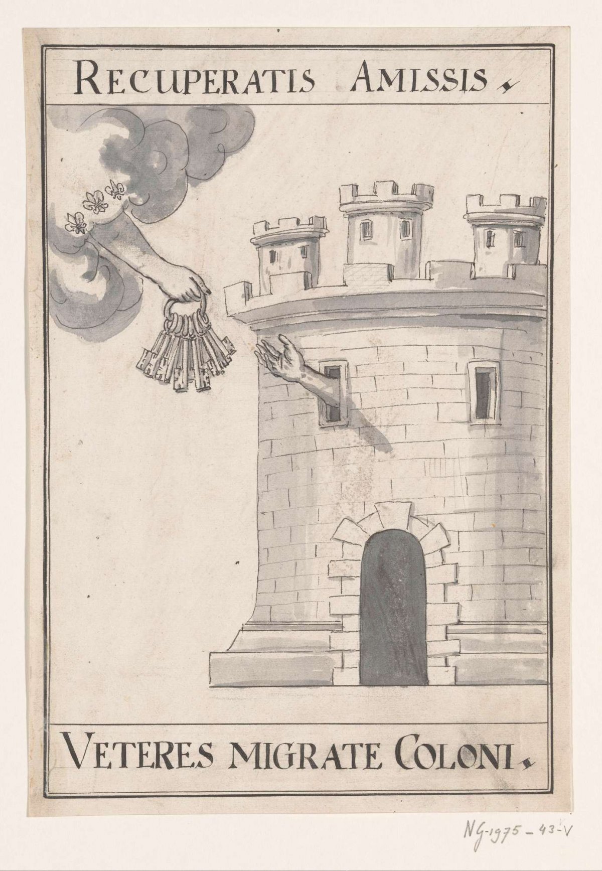 Allegorical emblem at the Peace of Rijswijk, 1697, anonymous, 1697