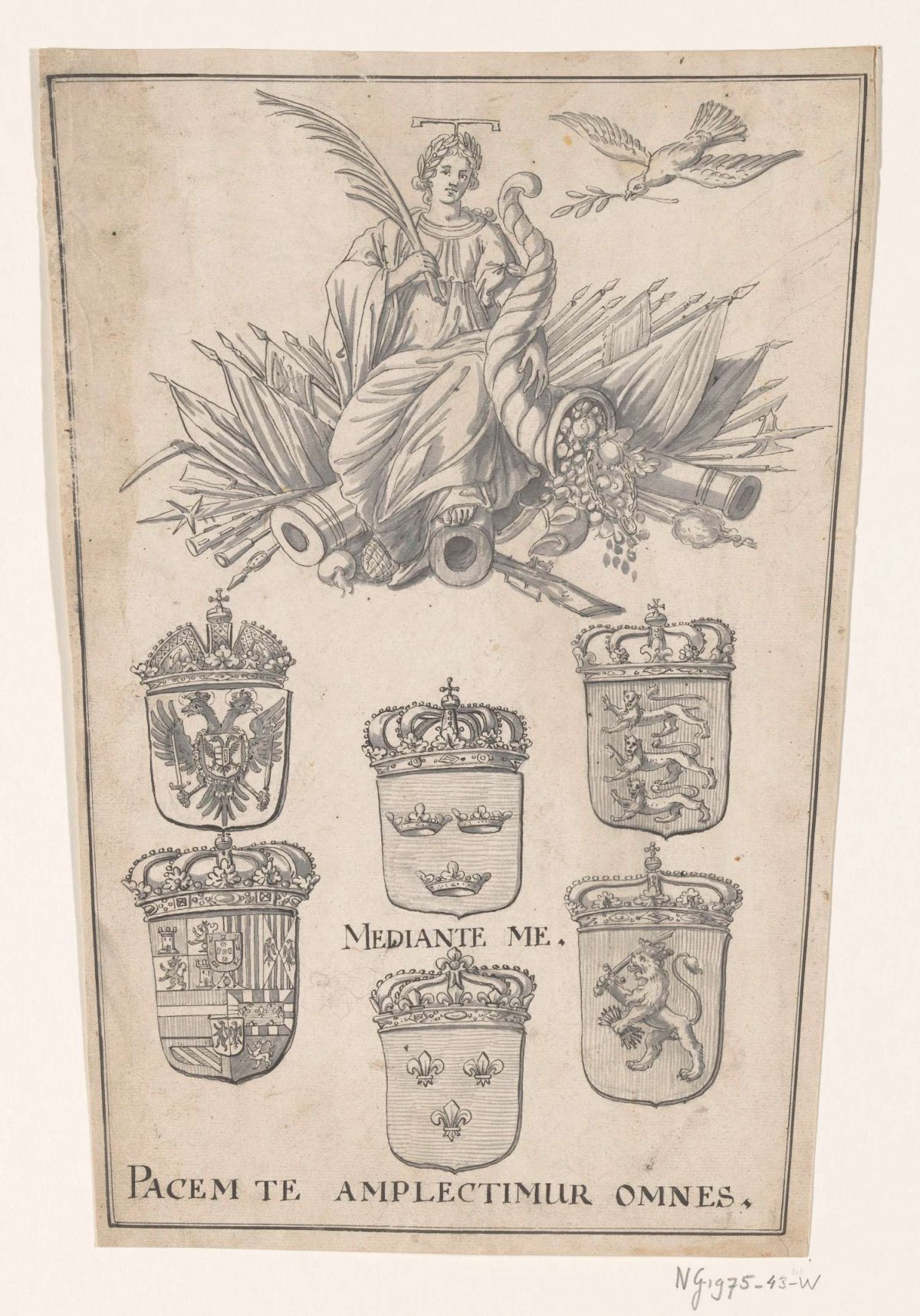 Allegorical emblem at the Peace of Rijswijk, 1697, anonymous, 1697