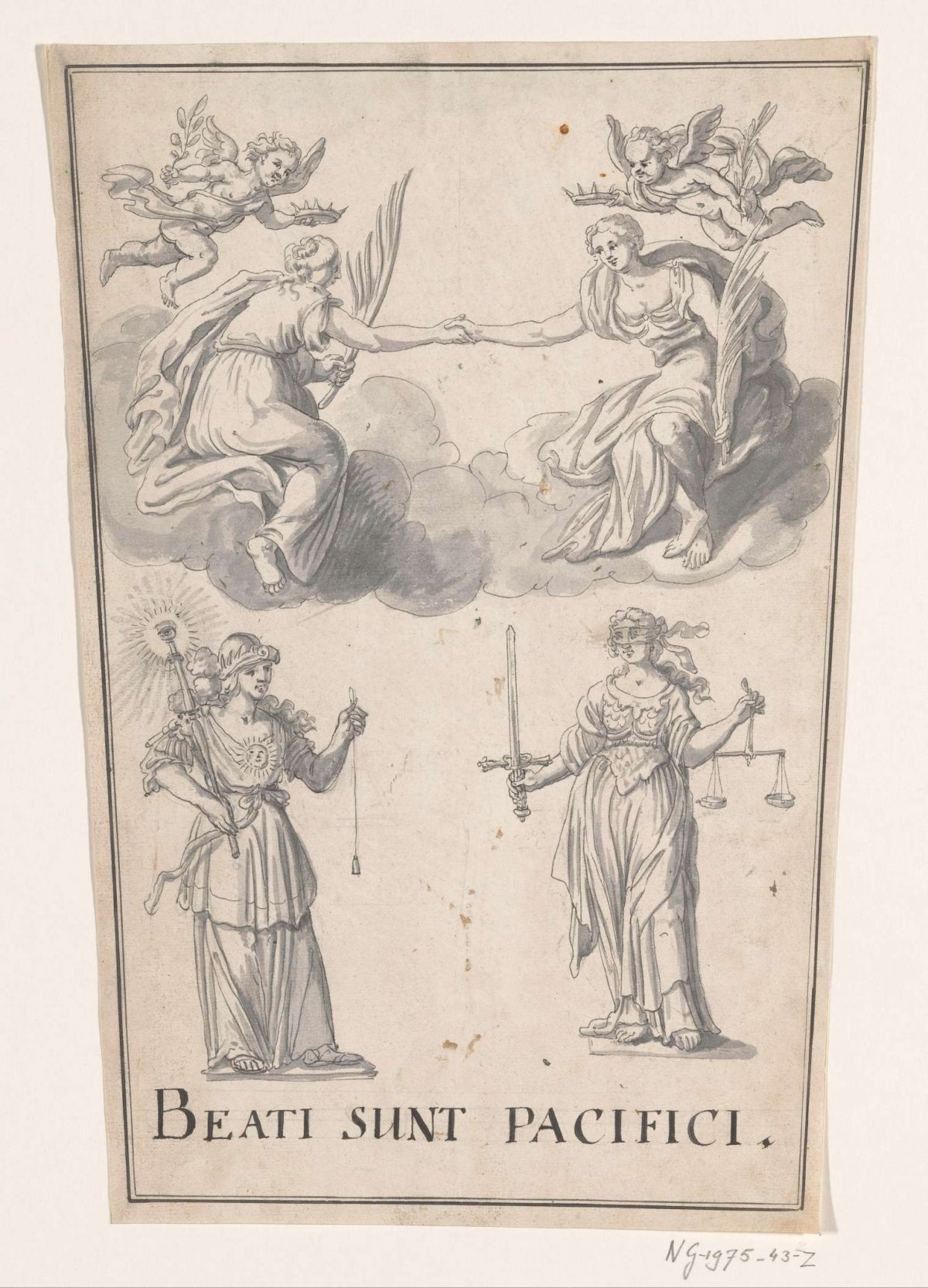 Allegorical emblem at the Peace of Rijswijk, 1697, anonymous, 1697
