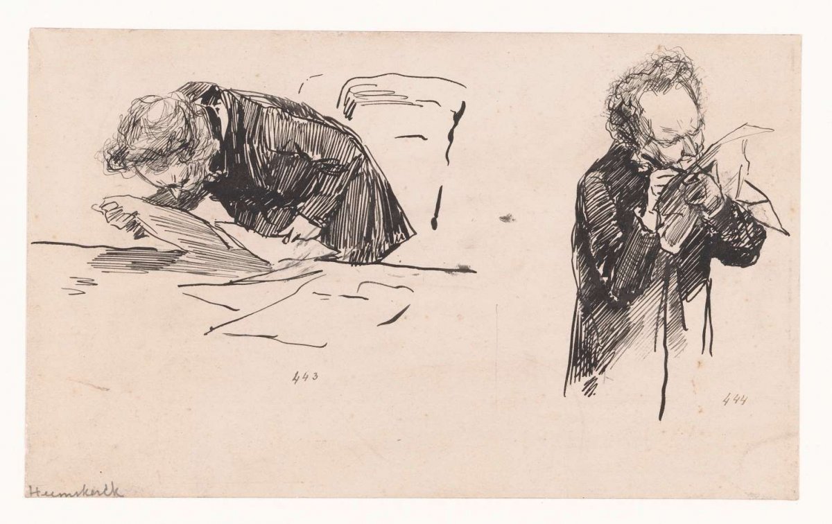Two sketches of Minister Heemskerck in the House of Representatives., Pieter de Josselin de Jong, 1887