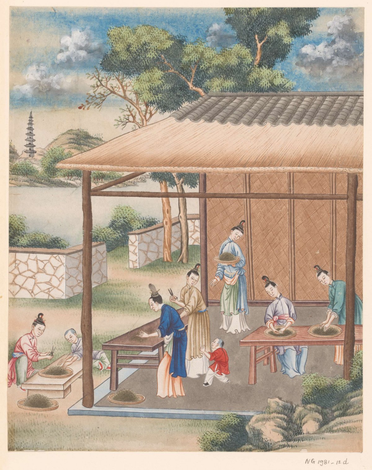 Finely cutting and sorting the tea, anonymous, c. 1770