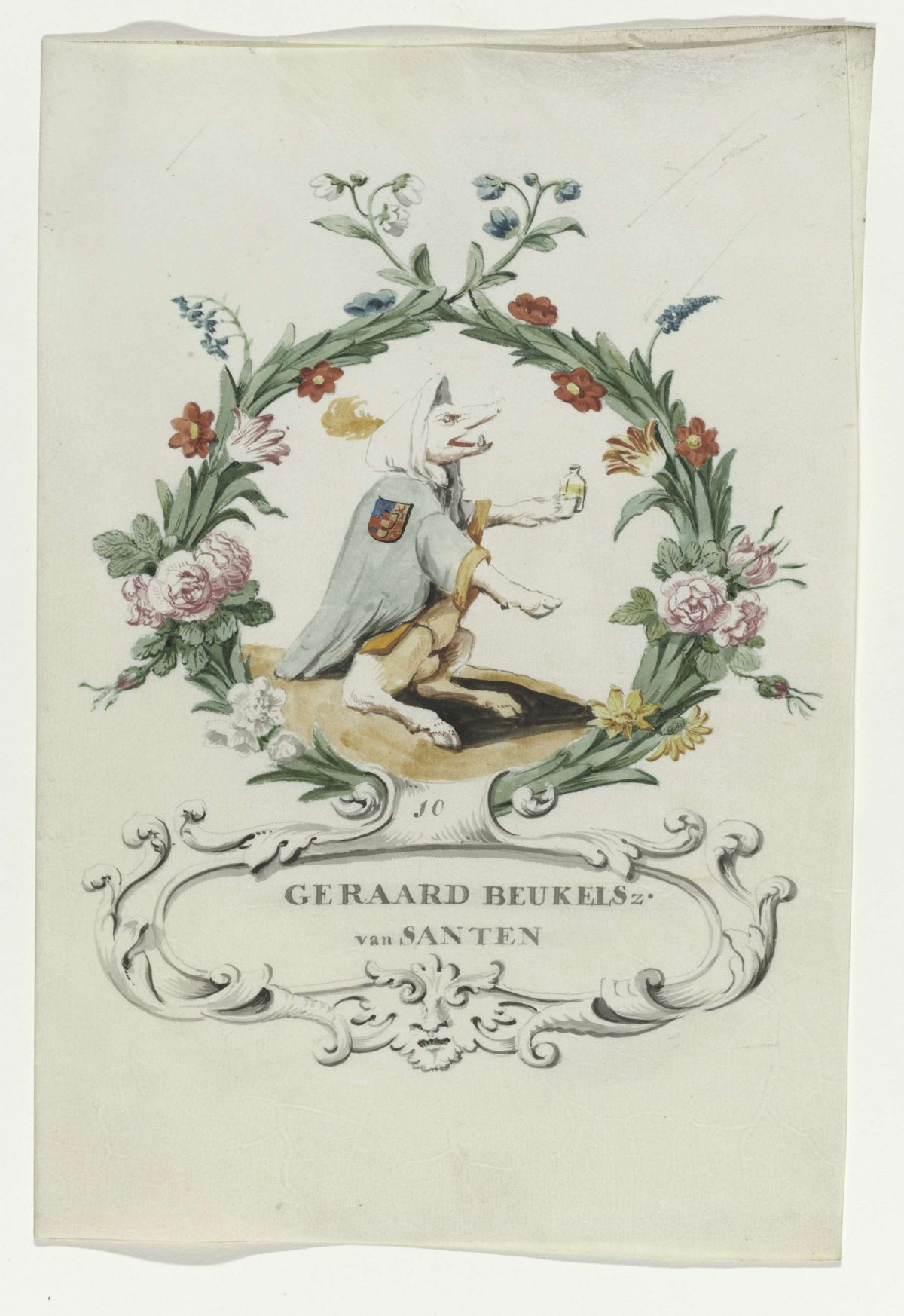 Cartoon by Geraard Beukelsz. van Santen, anonymous, 1710 - 1720