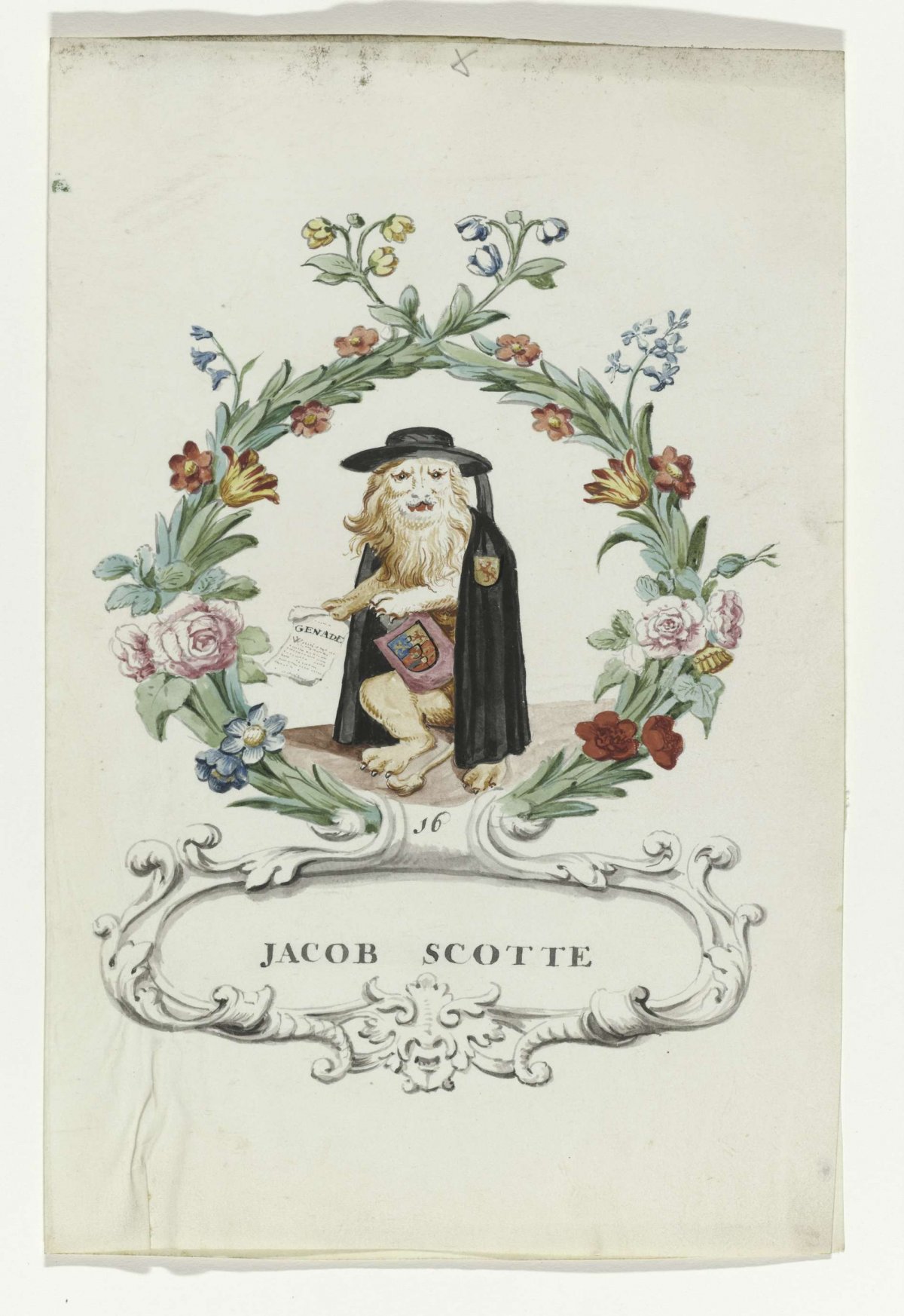 Cartoon by Jacob Scotte, anonymous, 1710 - 1720