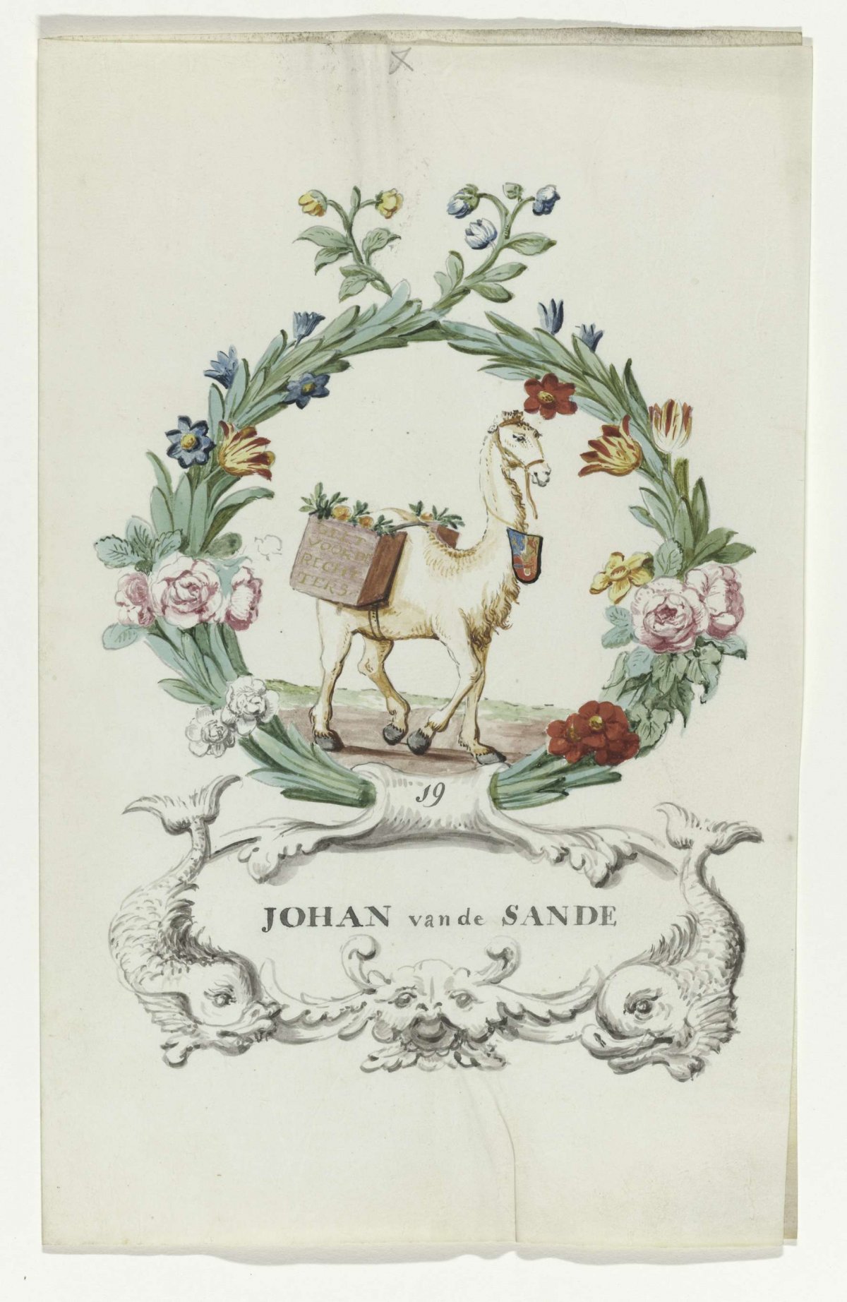 Cartoon by Johan van de Sande, anonymous, 1710 - 1720