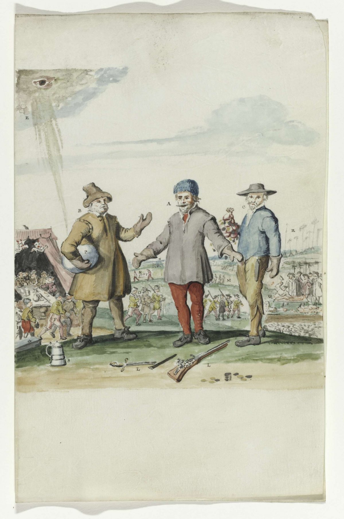 Conversation between Kees den Boer and the squire, anonymous, 1710 - 1740