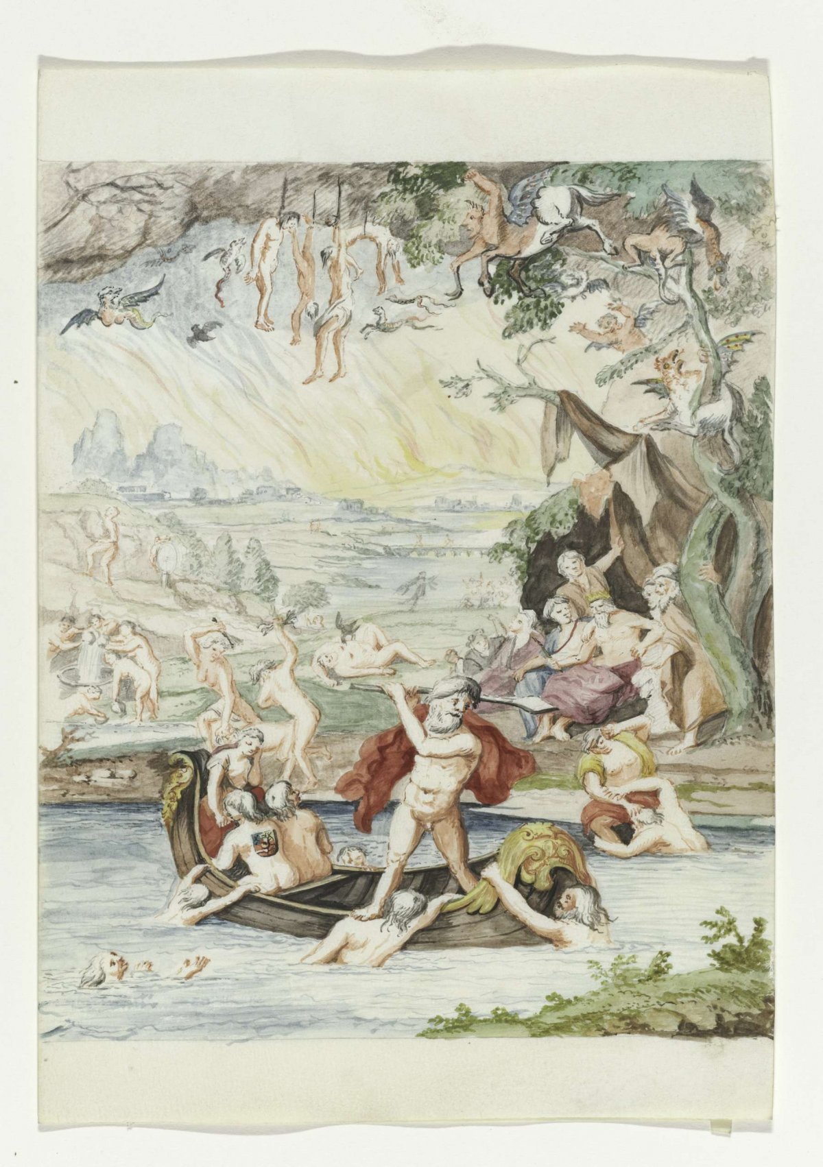 Prince Maurice's crossing in Charon's boat, anonymous, 1710 - 1720